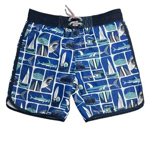 Fat Face Boy's Swim Trunks Bottoms Adjustable Tie Waist Blue Aqua Size 6 - 7 Yrs